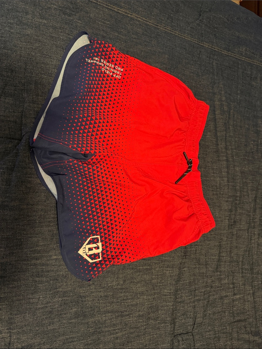 Kids Red and Navy Athletic Shorts with Gradient Detail